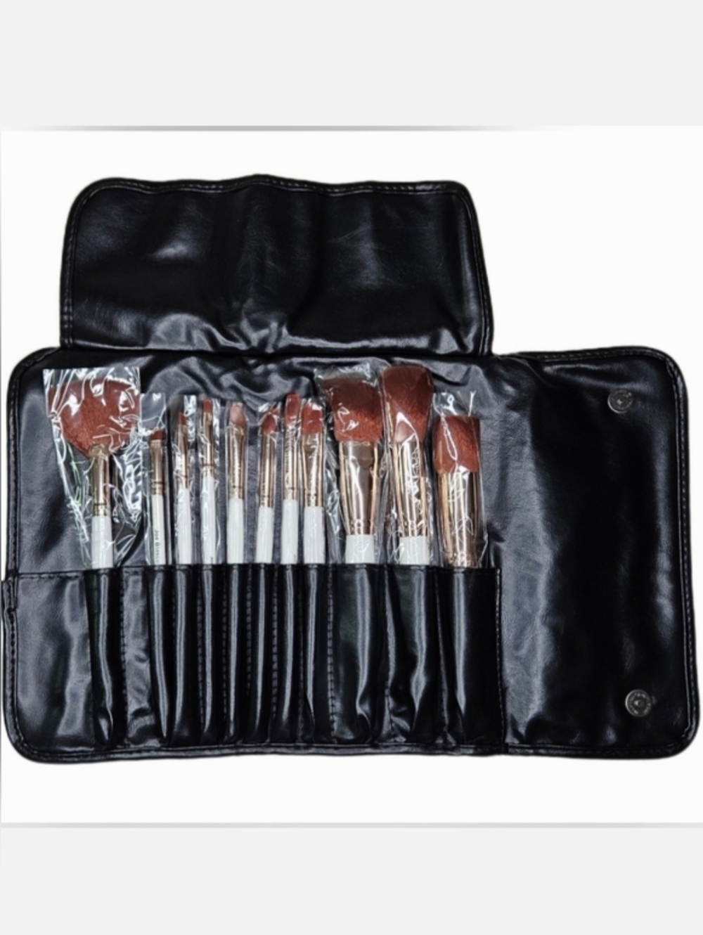 New Joe Blasco Hollywood 11-Piece Makeup Brush Set w/ Case White/Rose Gold